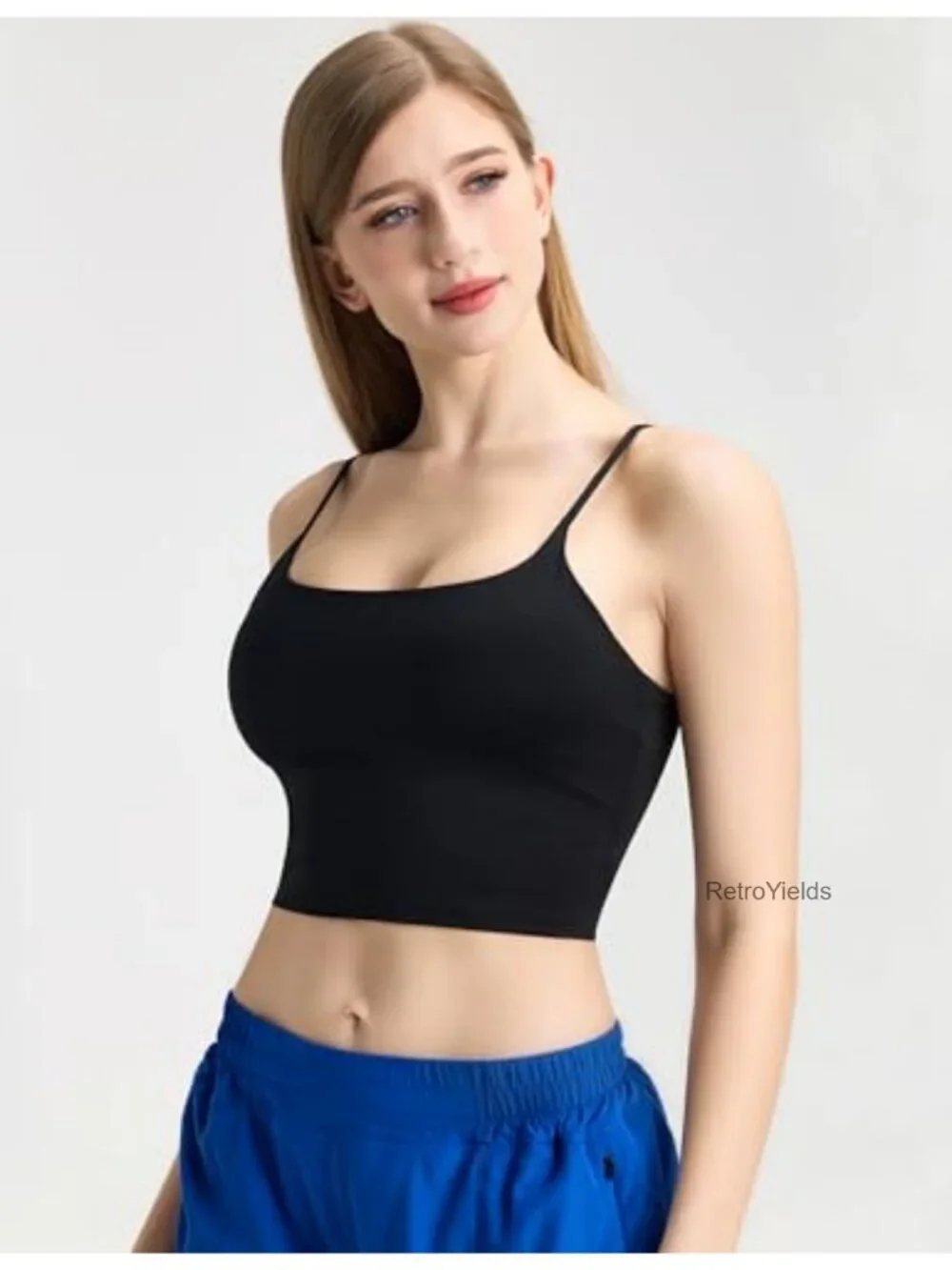 Women's Padded Longline Sports Bra Tank Top Adjustable Straps